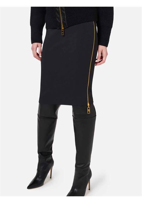 Gonna midi in crêpe con zip ELISABETTA FRANCHI | Gonne | GO0476E2110